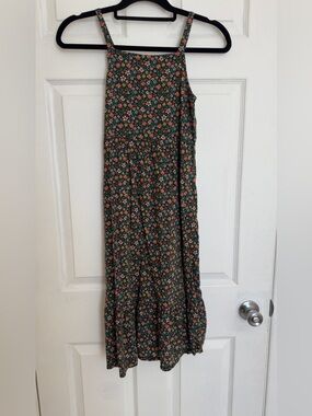 Old Navy Green Floral Maxi Skirt with Pink & Orange Flowers